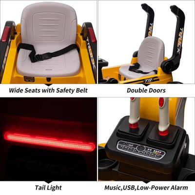 12V Kids Ride On Excavator Digger Truck with Remote Control & Electric Digging Arm