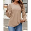 Coolmee Womens Long Sleeve Tops Crew Neck Lantern Sleeve Casual Loose Blouse T Shirts Elegant Tunic Tops - 2 of 4