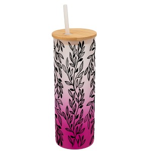 Elanze Designs Elegant Forest Floral Vine Leaf Wrap-Around Design 25 Ounce Frosted Gradient Glass On-The-Go Coffee Travel Skinny Tumbler Mug Cup, - 1 of 1