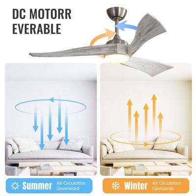 52 inch Solid Wood Ceiling Fan with Lights and Remote Low Profile Outdoor Indoor Modern 3 Blade Ceiling Fan for Living Room Bedroom Farmhouse Patio