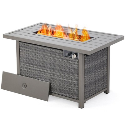 HAPPATIO 42 Inch 50000 BTU Wicker Fire Pit Table with CSA Certified