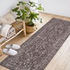 Coolmee Area Rug Washable Soft Distressed Floral Rugs, Non-Slip Low-Pile Vintage Neutral Carpet for Entryway Bedroom Living RoomGray - 2 of 4