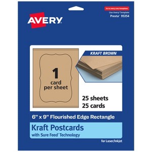 Avery Cards with Flourished Edges, 6" x 9", Kraft Brown, 25ct - 1 of 4