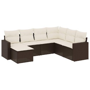 vidaXL Garden Sofa Set Brown and Cream White - 1 of 4