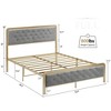 coucheta Golden Full-Size Upholstered Platform Bed with Velvet Button-Tufted Headboard, Heavy-Duty Metal Foundation, No Box Spring Needed, Grey - 2 of 4