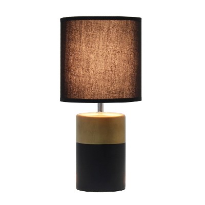 Black and Gold Porcelain Cylinder Nightstand Lamp