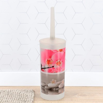 Evideco French Home Goods Decorative Toilet Brush & Holder - Available in 6 Unique Designs - Durable Plastic, Compact Size, Easy to Clean