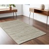 White and Tan Wool Striped Hand Woven Area Rug - 2 of 4