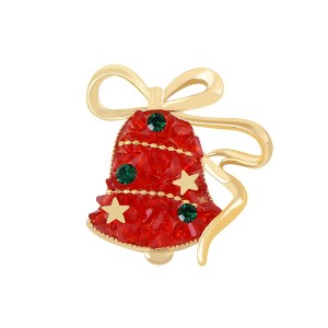 Anna-Kaci Golden Tone Christmas Brooch Pins Sparkly Rhinestones Enamel Lapel Pin for Women - 1 of 4