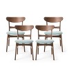 Set of 4 Idalia Mid-Century Modern Dining Chairs Mint/Walnut: Upholstered, Rubberwood Frame - Christopher Knight Home - 2 of 4