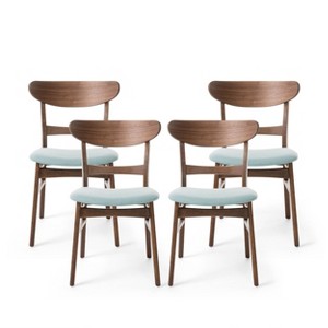 Set of 4 Idalia Mid-Century Modern Dining Chairs Mint/Walnut: Upholstered, Rubberwood Frame - Christopher Knight Home - 1 of 4