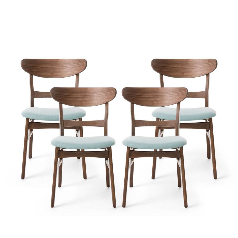 Set of 4 Idalia Mid-Century Modern Dining Chairs Mint/Walnut - Christopher Knight Home, 1 of 12