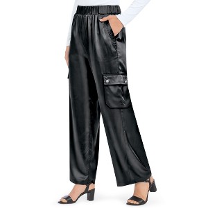 Collections Etc Satin Double Cargo Pants - 1 of 4