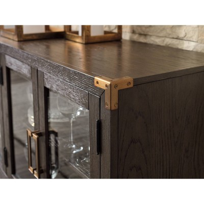 Burkhaus Dark Brown Oak Dining Server with Glass Doors