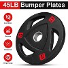 Cast Iron Weight Plates, 2-Inch Rubber Coated Weight Plates for Strength Training & Weightlifting, Home Gym, 45 Lbs - 2 of 4