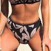 Women's Tropical Leaf Print High-Waisted Bikini Bottom - Cupshe - 4 of 4