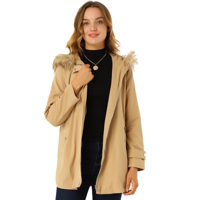 Allegra K Women's Parka Jacket Hooded Outdoor Thin Coat with Pocket