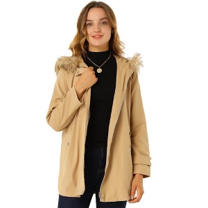 Allegra K Women's Parka Jacket Hooded Outdoor Thin Coat with Pocket - 1 of 4