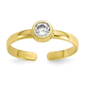 Black Bow Jewelry Round Cubic Zirconia Solitaire Toe Ring in 10 Karat Yellow Gold - 1 of 4