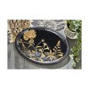 tagltd Field Flower Tray Black with Gold Flower Print Decorative Tray Iron 15.68L x 11.5 inch - 2 of 2