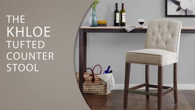 Tan Tufted Parsons Counter Stool with Espresso Birch Legs