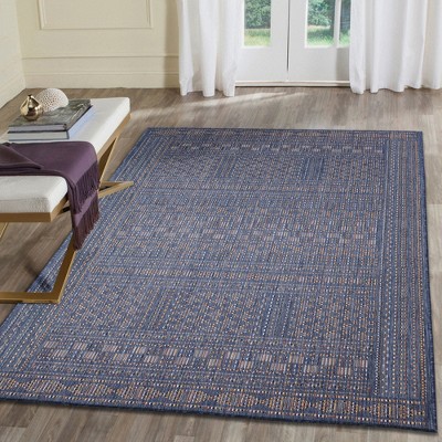 Denim Blue Flat Woven Rectangular Synthetic Indoor/Outdoor Rug