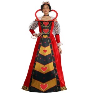 HalloweenCostumes.com Adult Queen Of Hearts Costume | Velvet Royal Dress, Alice In Wonderland Monarchy Red Women's Outfit - 1 of 4