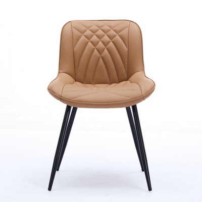 XINGHANZHENXUAN Black 2 Pcs Mid-Century Modern Dining Chairs, Breathable PU Fabric, 2-Inch Cushion, Sturdy Legs & Quick Assembly