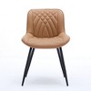 Set of 2 Mid Century Modern Dining Chair Comfortable Upholstered Faux Leather Dinner Chairs with Padded Seat, Black/Cream/Khaki - Modernluxe - 4 of 4