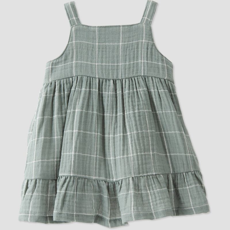 little Planet By Carter&#39;s Baby Spring Plaid Gauze Dress - Green Newborn, 2 of 6