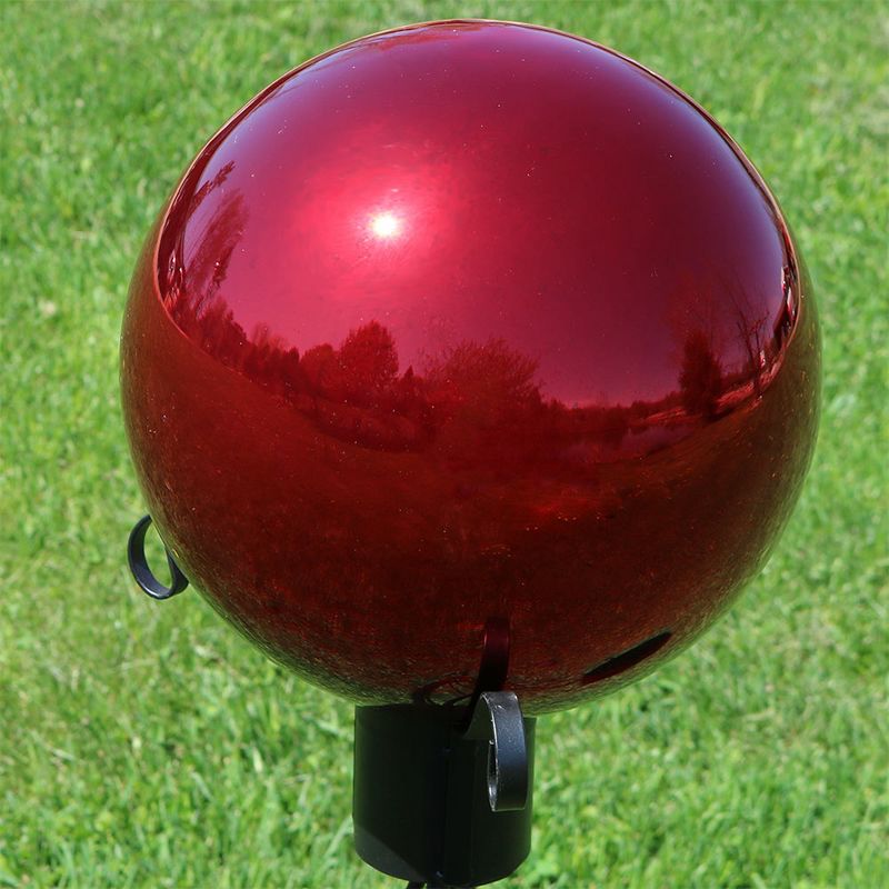 Sunnydaze Indoor/Outdoor Reflective Mirrored Surface Garden Gazing Globe Ball with Stemmed Bottom and Rubber Cap - 10" Diameter, 3 of 13
