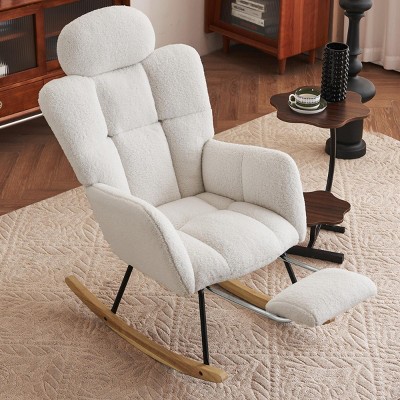 Accent Chairs Living Room,Accent Chairs With Arms,High Backrest And Pillows,Rocking Chair For Nursery,Rocking Chair Glider-Maison Boucle‎