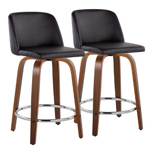 24" Mid-Century Modern Swivel Fixed-Height Counter Stool Set of 2 - 1 of 4