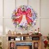 HOMCOM 48in Flocked Pre-Lit Christmas Wreath with 3D Red Bow, Christmas Wreath for Front Door with 11 Lighting Modes, 200 LED Lights - 3 of 4