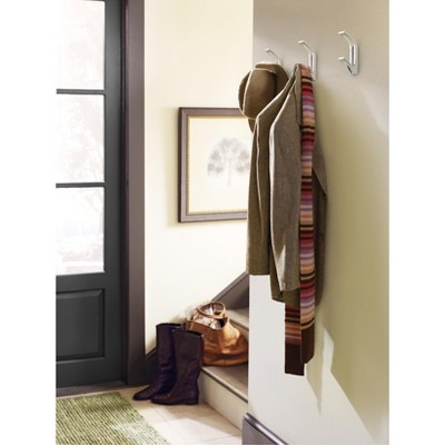 Chrome Double Prong Contemporary Metal Wall Hook