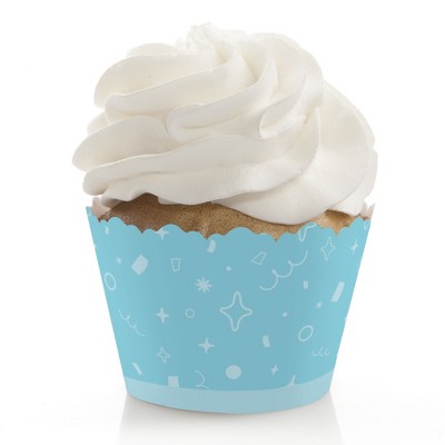 Big Dot of Happiness Blue Confetti Stars - Simple Party Decorations - Party Cupcake Wrappers - Set of 12