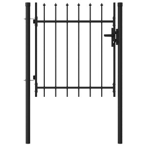 vidaXL Fence Gate Single Door with Spike Top Steel 39.4"x39.4" Black - 1 of 4