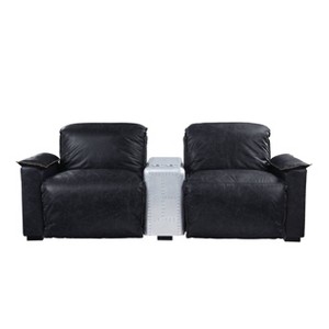 Misezon 86" Recliner Sofas Black Top Grain Leather and Aluminum - Acme Furniture - 1 of 4
