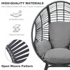 Whisen 37.4 in. W 1-Person PE Wicker Patio Egg Chair Patio Swings Chair with with Black Color Rattan Grey Cushion - Gray - 4 of 4