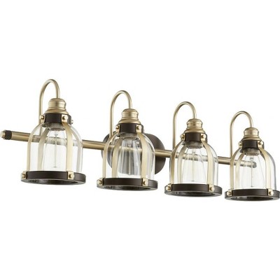 Quorum Lighting Banded Dome 4 - Light Vanity in  Aged Brass/Oiled Bronze