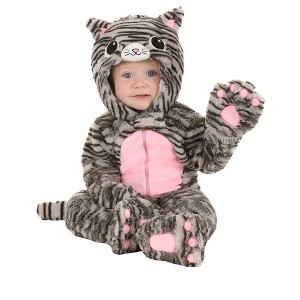 HalloweenCostumes.com Infant Premium Kitty Cat Costume, Gray Kitty Jumper for Halloween, Toddler Warm Dressup - 1 of 2