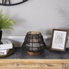 Northlight Small Woven Iron Pillar Candle Holder with Wooden Base - 7.25" - Black - 2 of 4