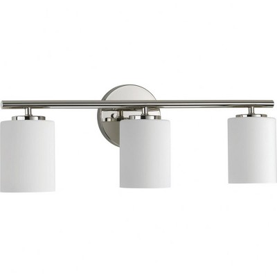 Polished Nickel 22" Dimmable Outdoor Vanity Light with Etched Glass Shades