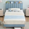 Whizmax Twin Size Bed Frames with Storage Headboard, Velvet Upholstered Platform Bed Frame with Strong Wooden Slats, No Box Spring Needed, Noise Free - 2 of 4