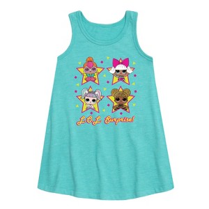 - LOL Surprise! - Queen Bee, Neon QT, Deva, & Sugar Graphic Sleeveless Aline Dress - 1 of 2