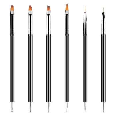 6PCS Nail Dotting Tools Double-ended Nail Art Brushes Kit Nail ArtPolish Liner Brushes Design Pen For Nail Drawing