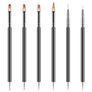 6PCS Nail Dotting Tools Double-ended Nail Art Brushes Kit Nail ArtPolish Liner Brushes Design Pen For Nail Drawing - 1 of 4