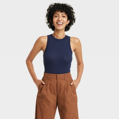 Women's Slim Fit Tank Top - A New Day™ Navy Blue Xl : Target