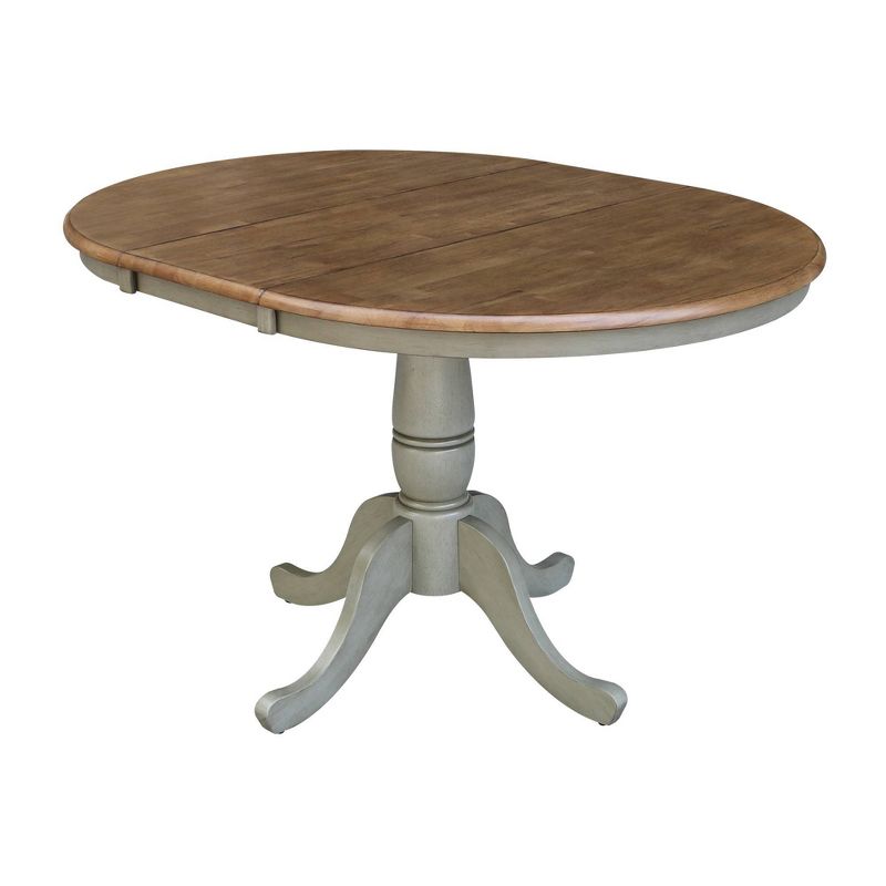 Kyle Round Top Pedestal Drop Leaf Dining Table Hickory Brown/Stone Gray - International Concepts, 5 of 11