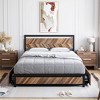 Whizmax Metal Bed Frame with 4 Storage Drawers and Rustic Vintage Wood Headboard, Strong Metal Slats Support, Easy Assemble (Walnut) - 2 of 4